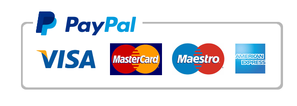 Checkout securely with Paypal. No PayPal account needed.